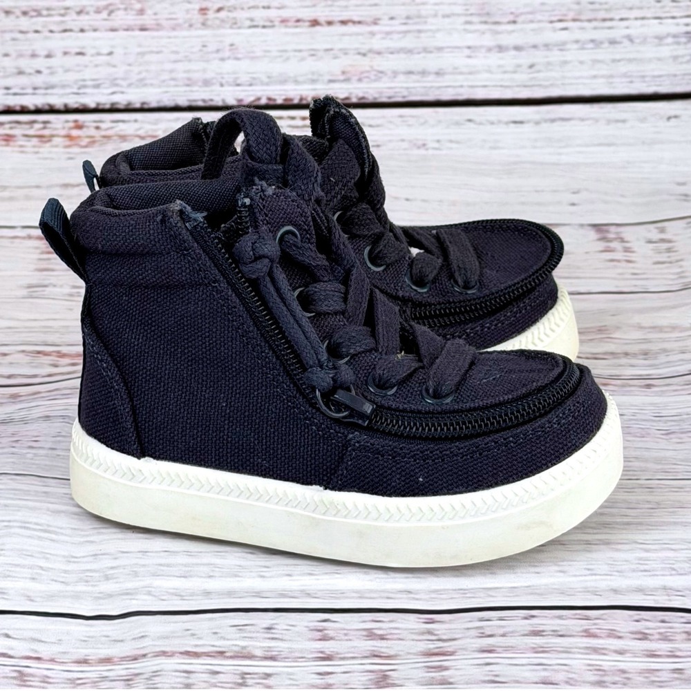 Billy Footwear Navy Blue Canvas High Top Zip Adaptive Sneakers 5 *Flaw*